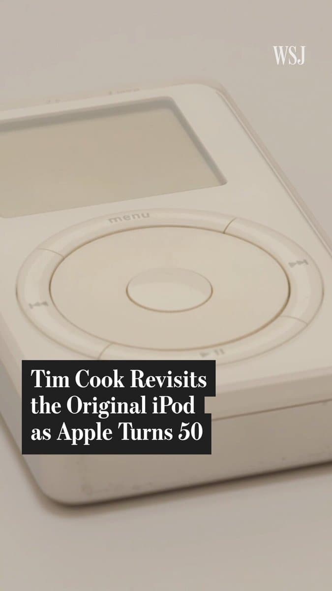 Apple has named John Ternus as its new CEO, succeeding Tim Cook. Earlier this month, Cook gave WSJ's Ben Cohen an exclusive peek inside the company's archives, showing off early prototypes of the iPod, as part of Apple's 50th anniversary. ⁠ Watch more: pic.