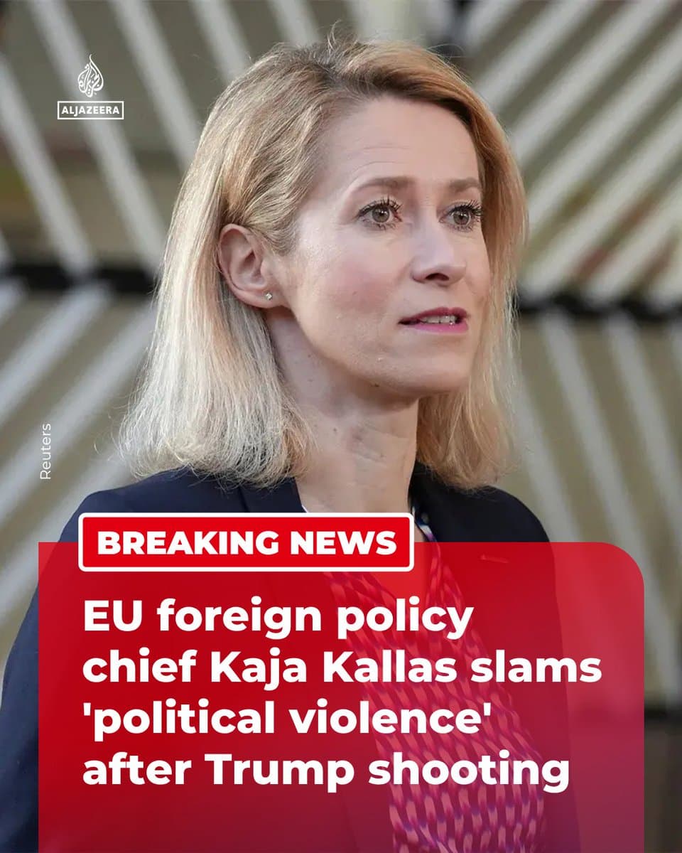 BREAKING: EU foreign policy chief Kaja Kallas says “political violence has no place in a democracy” and an event honouring a free press must not be “a scene of fear” following a shooting at the White House correspondents dinner. 🔴 Follow for more pic.