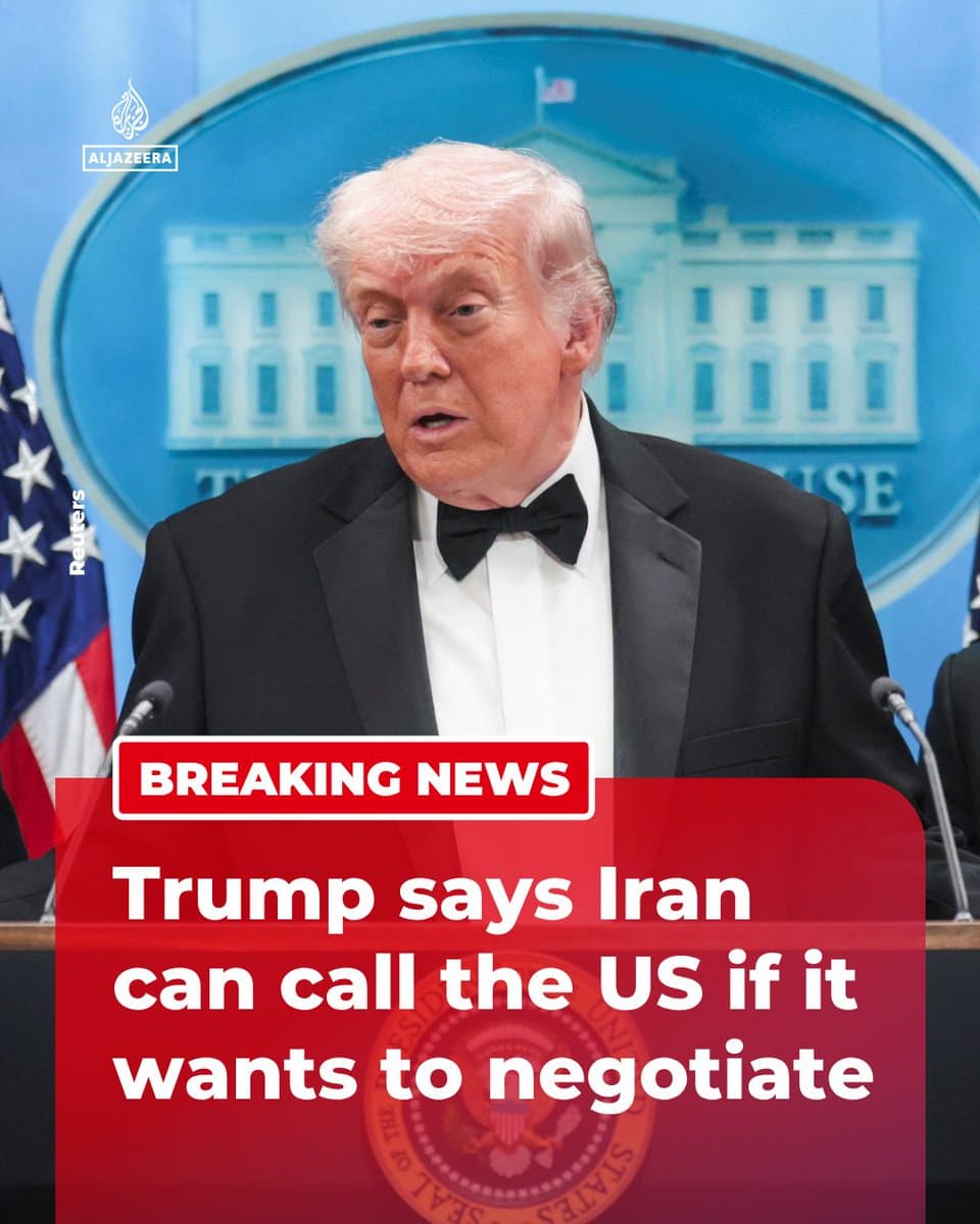 BREAKING: US President Donald Trump says Iran can reach out to the US if it wants to negotiate an end to the war and adds that he believes the war on Iran will come to an end very soon and the US will be the winner. 🔴 LIVE updates: pic.