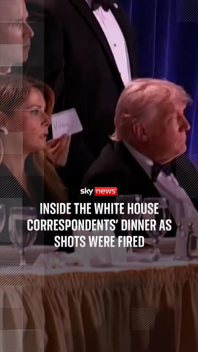 U.S. President Donald Trump was rushed from the White House correspondents' dinner in Washington DC after gunshots were heard outside the ballroom. Sky's @jamesmatthewsky reports on the shooting, which he witnessed as he sat inside the ballroom. 🔗