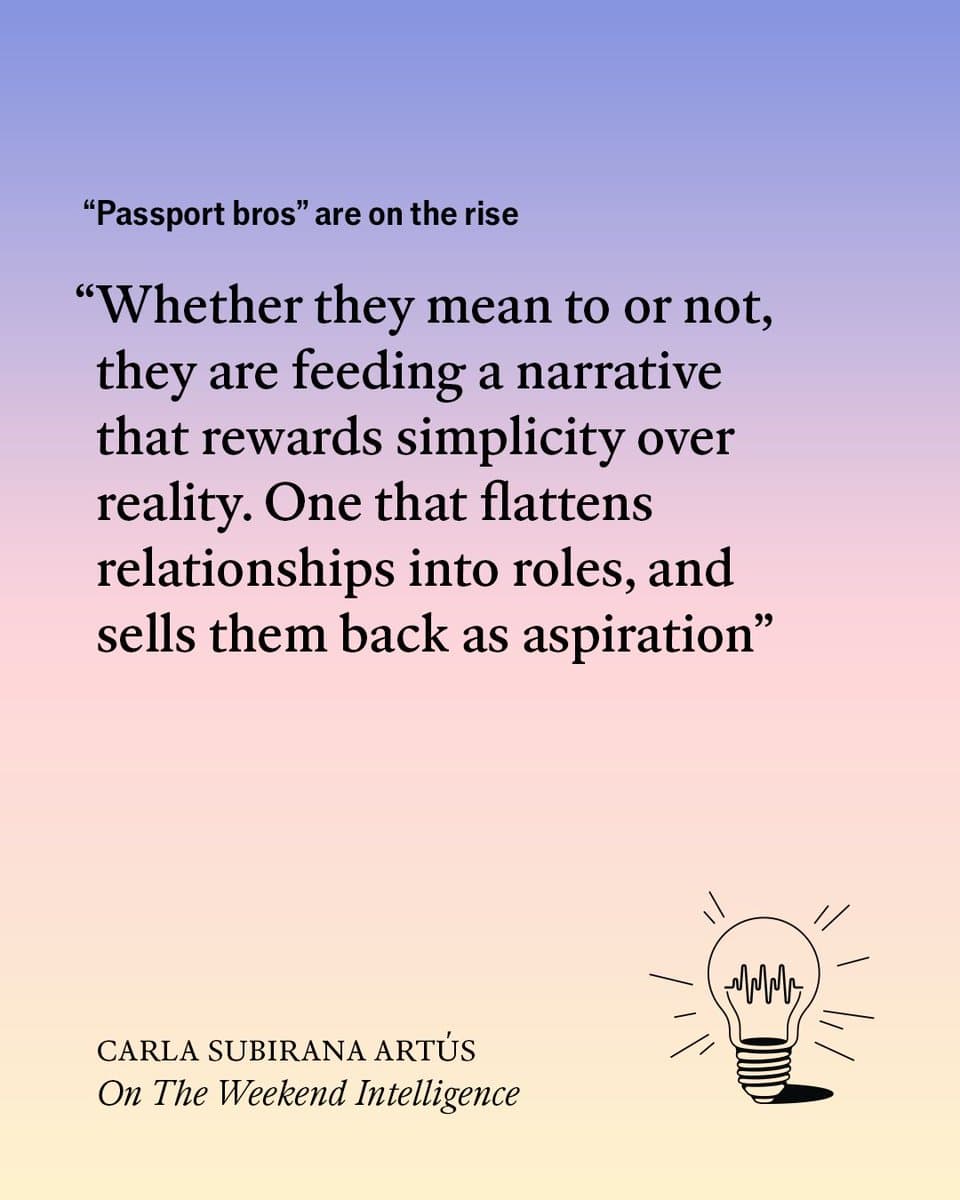 We speak to men who have travelled abroad to escape dating in the West—and ask how the messages they share overlap with the angriest corners of the manosphere. Listen to “The Weekend Intelligence” pic.