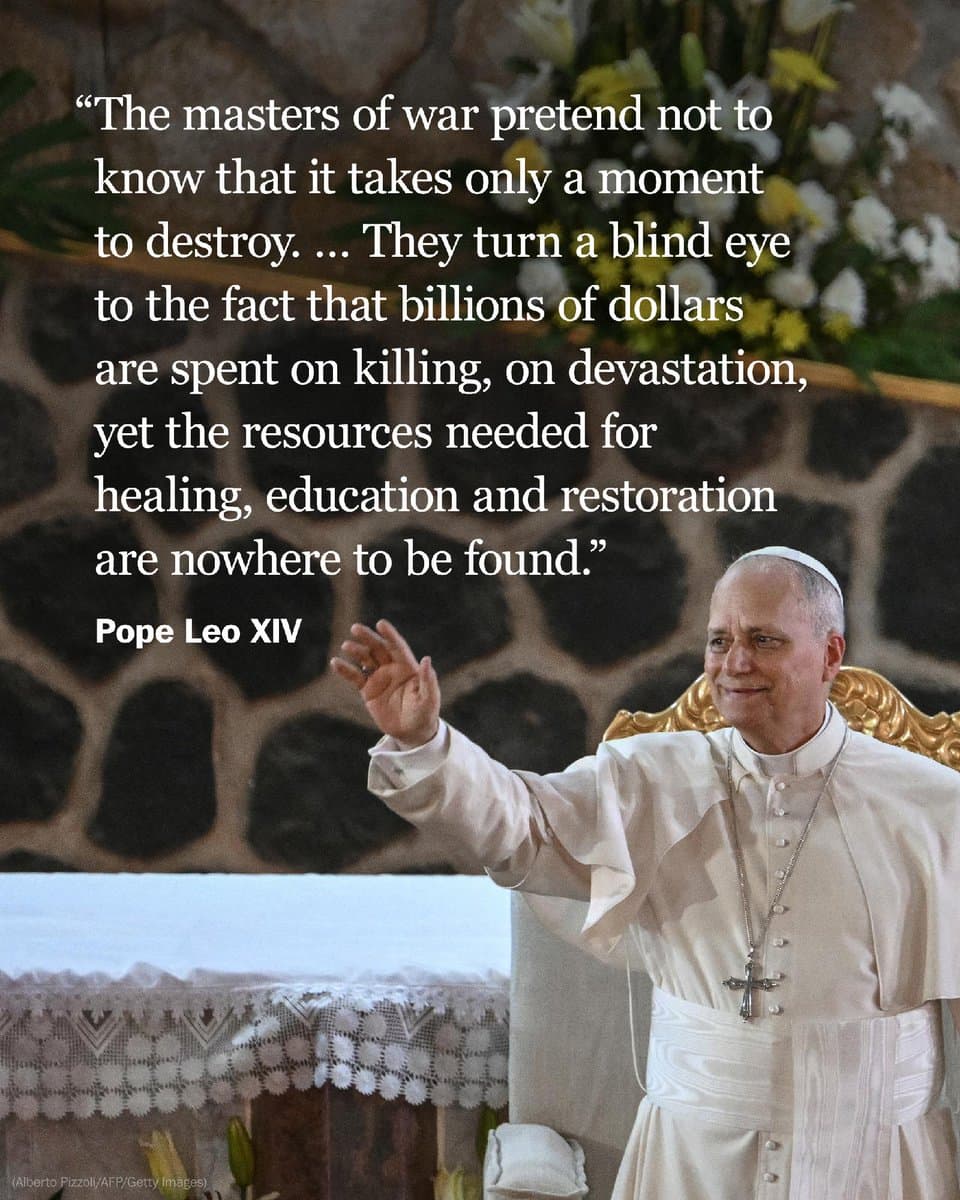 Pope Leo XIV delivered a forceful appeal for peace and condemned what he described as “a handful of tyrants” who are ravaging the world, in a speech during his tour of Africa. The speech came days after President Trump sharply criticized the first U.S.-born pontiff online.… pic.