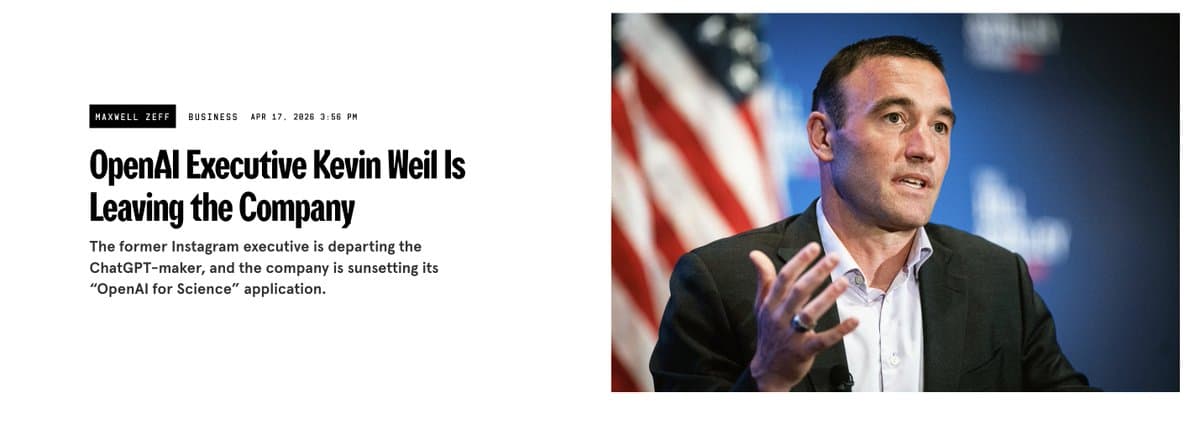 RT by @WIRED: Scoop: Kevin Weil is leaving OpenAI, and the company is folding Prism, its AI workspace for scientists, into its Codex team. pic.