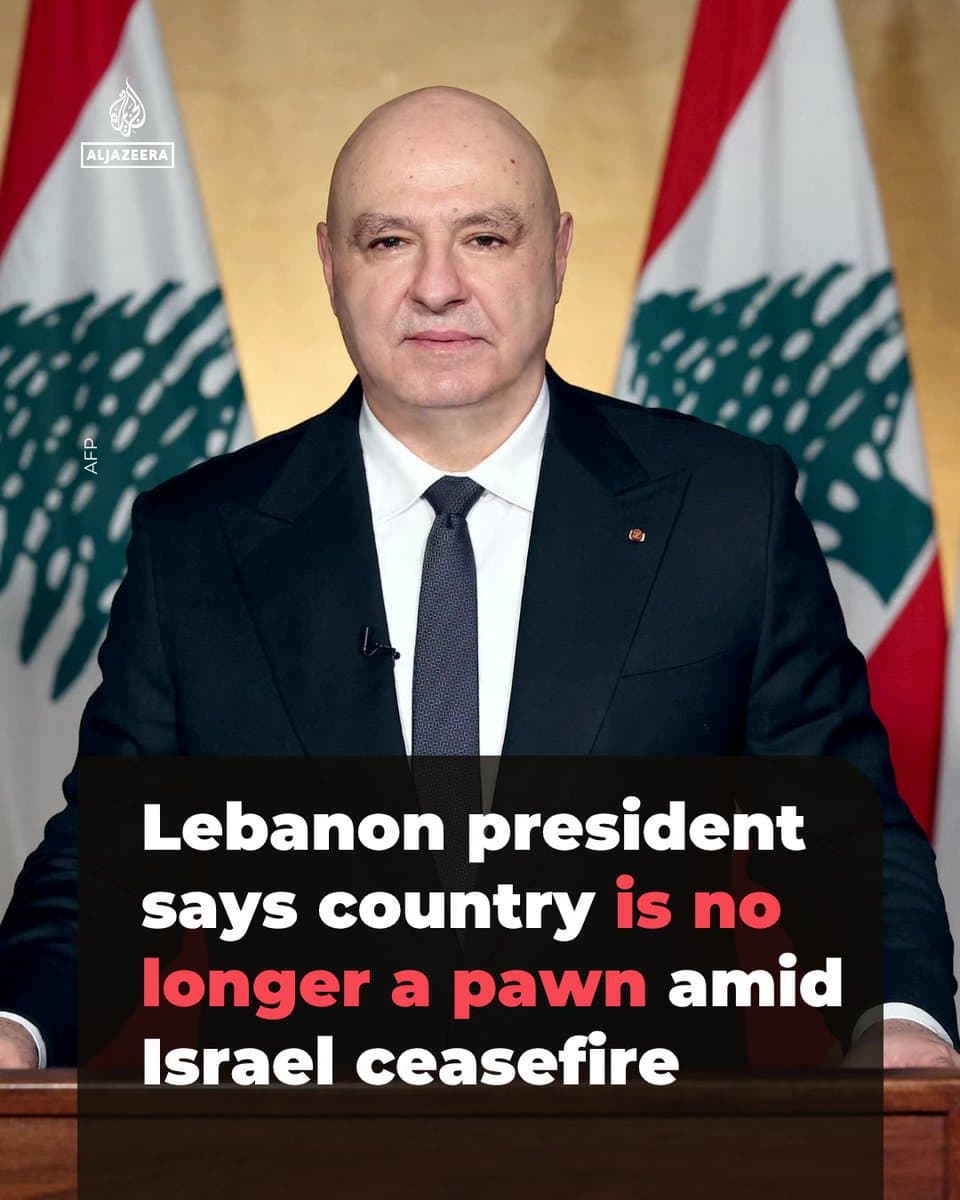 Lebanese President Joseph Aoun has said that the country would no longer be an “arena for anyone’s wars”, and that the ceasefire with Israel should lead to work on permanent agreements pic.