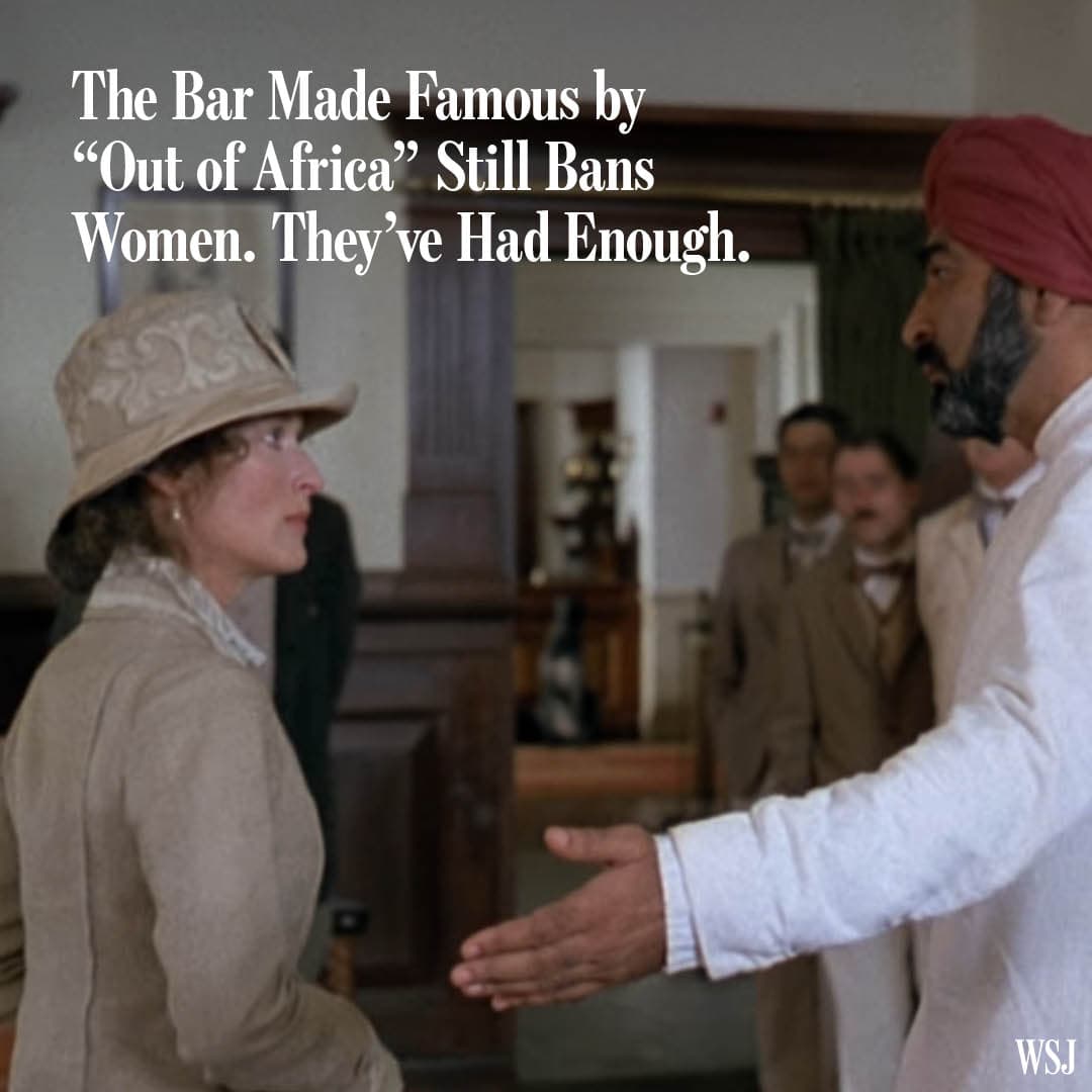 The bar known for turning away Meryl Streep’s character in “Out of Africa” still doesn’t allow women. But tensions over the policy are boiling over. 🔗: pic.