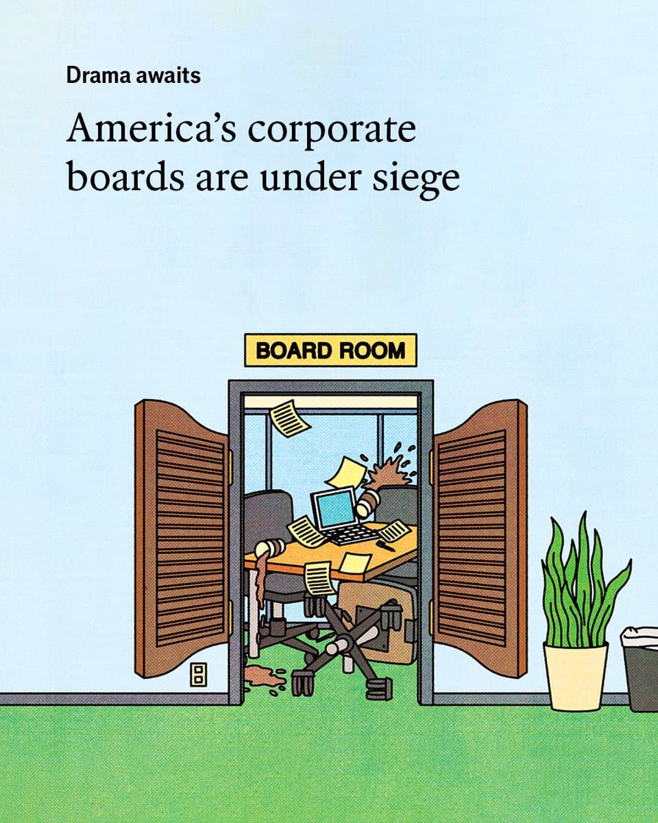 Proxy season was once a tedious but largely predictable time in the year for America’s corporate boards. Nowadays boardrooms transform into war rooms from April to June Illustration: George Wylseol pic.