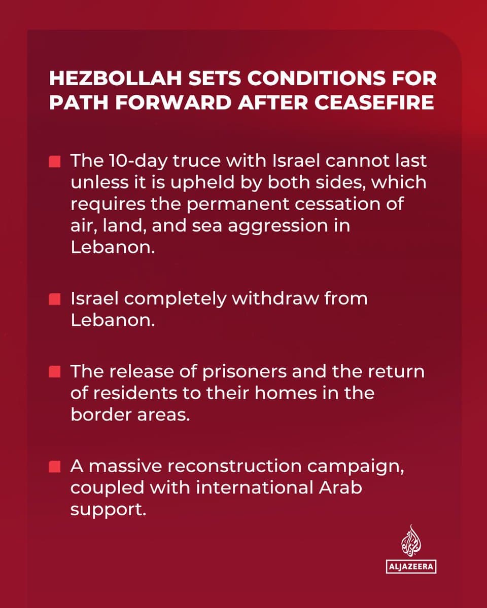 Hezbollah leader Naim Qassem has announced the steps needed for peace, according to Iranian media. 🔴 LIVE updates: pic.
