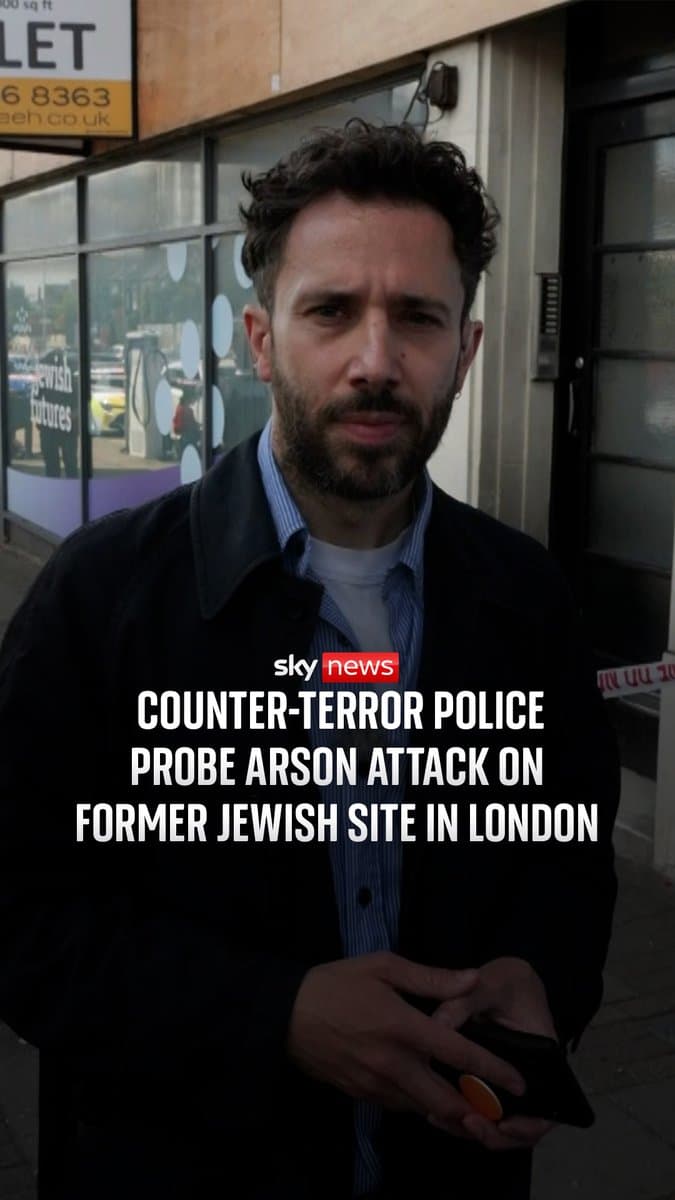 The incident happened around a mile from last month's alleged arson attack on four Jewish community ambulances. Sky's Rowland Manthorpe is at the scene in Hendon. 🔗