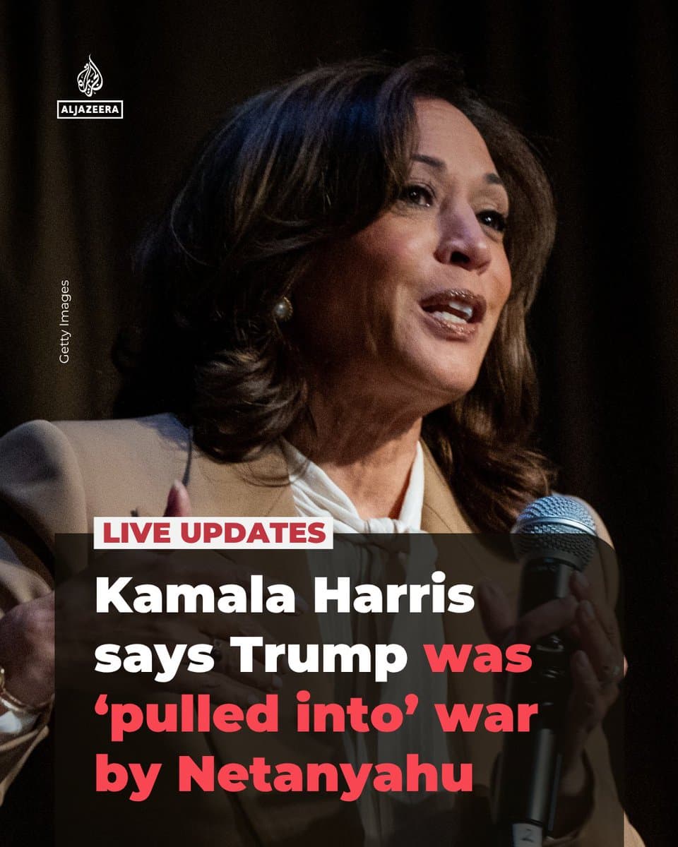 Kamala Harris accused US president Donald Trump of starting a war “the American people do not want” and putting US troops in harm’s way at the urging of the Israeli leader. 🔴 LIVE updates: