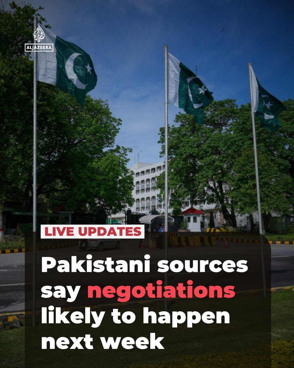 BREAKING: Two Pakistani security sources say negotiations between the US and Iran are likely to take place before Friday, speaking to Al Jazeera on condition of anonymity. 🔴 LIVE updates: pic.