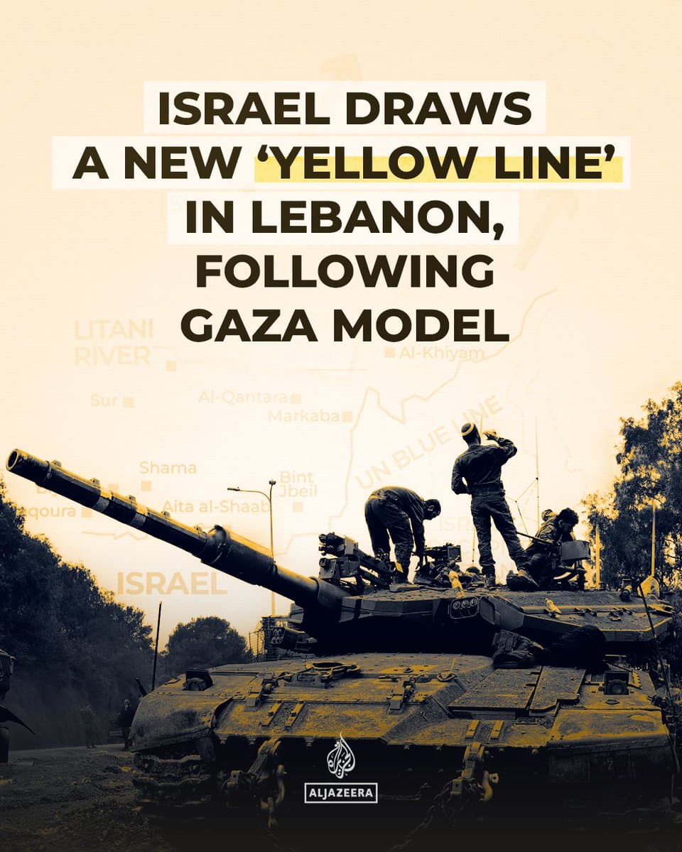 THREAD 🧵 Israel says it has set up a ‘yellow line’ to demarcate and area it is occupying in southern Lebanon, mirroring a barrier it used in Gaza. 🔗: