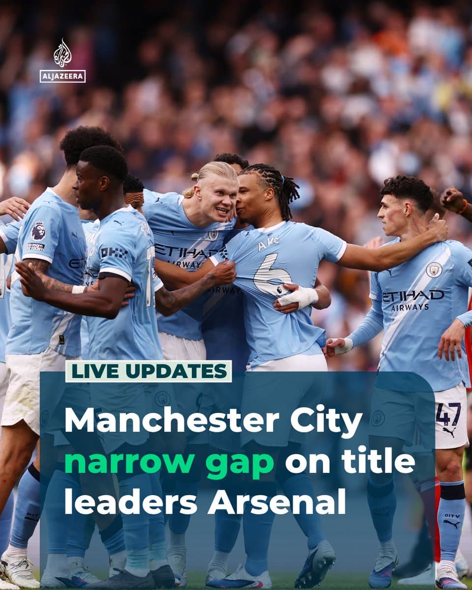 RT by @AJEnglish: After going into the match with a six-point lead, Manchester City do the needful at home to make it a three-point title race. They arguably deserved it, having dominated much of the match statistics. ⚽ LIVE #MCIARS updates: pic.