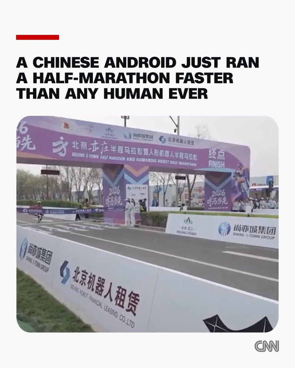 Lightning, a running robot developed by Chinese smartphone maker Honor, finished a 21-kilometer (13 mile) run in Beijing in a stunning 50 minutes and 26 seconds, beating the human world record by more than six minutes. pic.