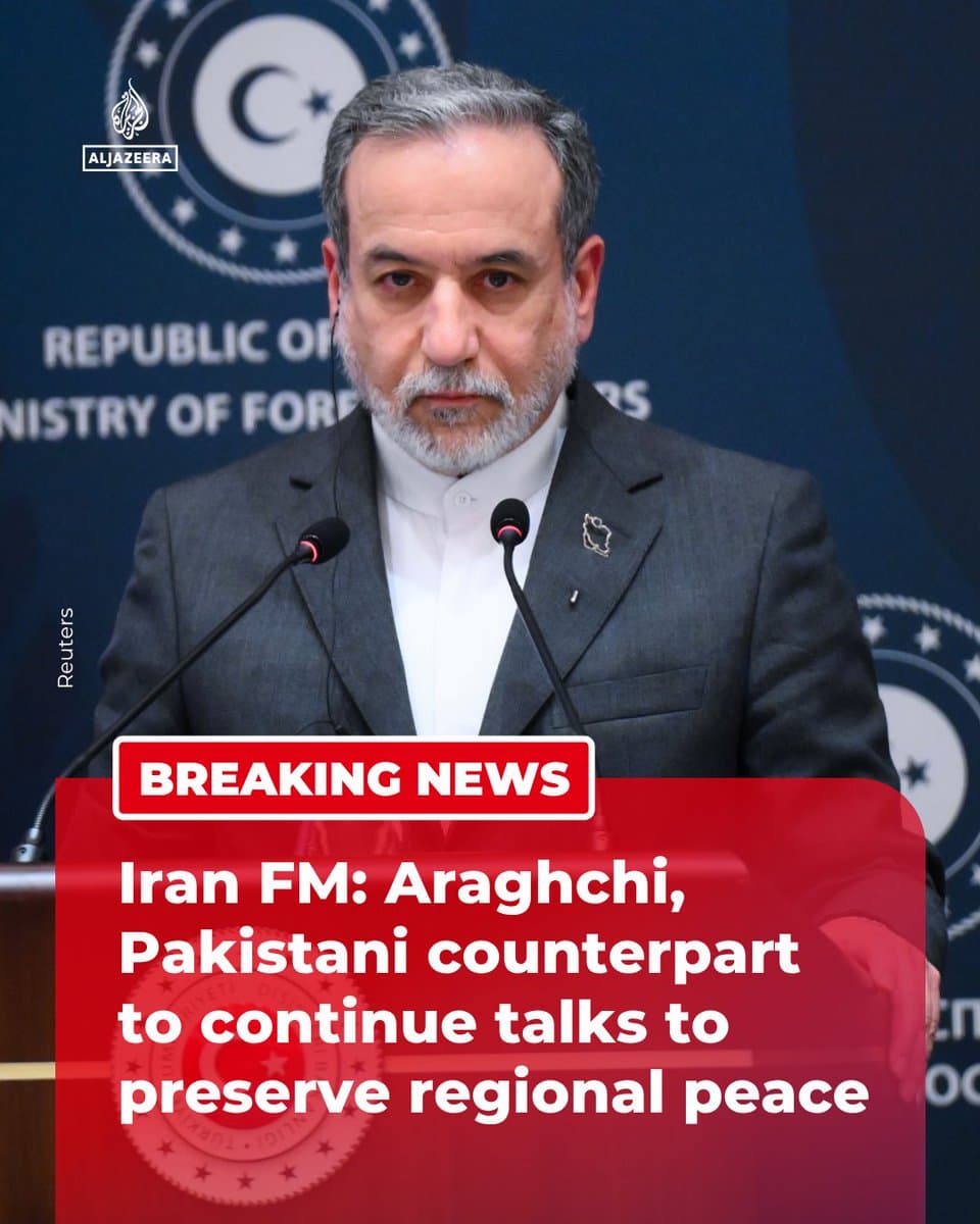 RT by @AJEnglish: BREAKING: Iran’s FM Abbas Araghchi and his Pakistani counterpart have affirmed the continuation of talks between Tehran and the US, aimed at preserving peace and security in the region. 🔴 LIVE updates: pic.