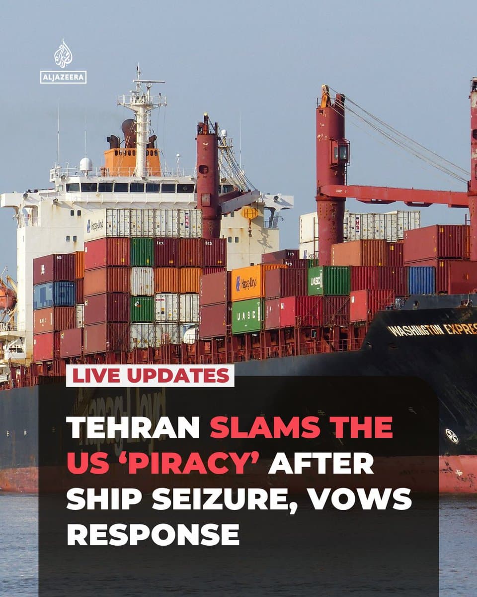 Iran condemns the US seizure of an Iranian-flagged cargo ship in the Strait of Hormuz as an act of “armed piracy” and vows to retaliate. 🔴 Follow our LIVE coverage: pic.