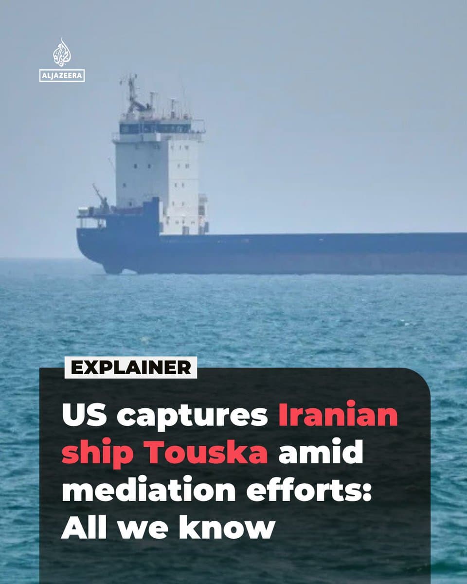 The US claims the ship was trying to evade its naval blockade. Iran calls it ‘piracy’. The Touska is the first non-military Iranian ship the US is known to have hit during the war pic.