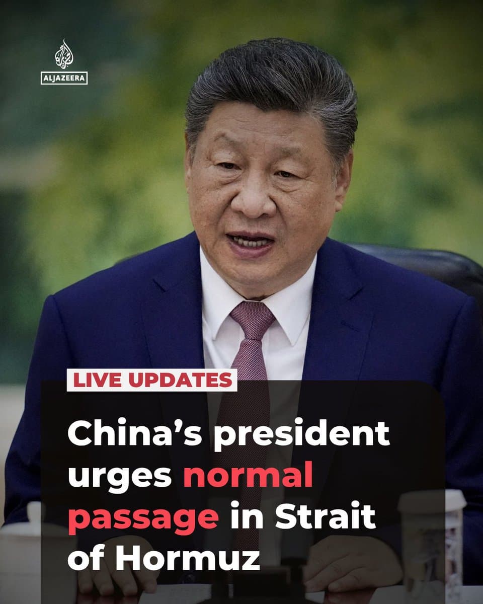 Chinese President Xi Jinping has called for the normal passage of vessels through the Strait of Hormuz to be maintained during a phone call with Saudi Arabia’s crown prince, the state news agency Xinhua reports. 🔴 LIVE updates: pic.
