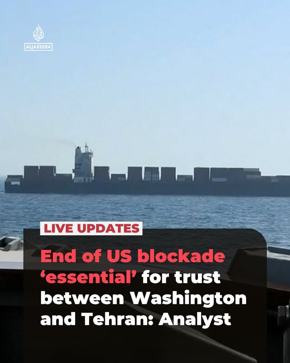 Zohreh Kharazmi, an associate professor at the University of Tehran, says that the US blockade of Iranian ports is an “act of war” that must end if there is to be trust between the two sides. 🟥 Read analysis: pic.
