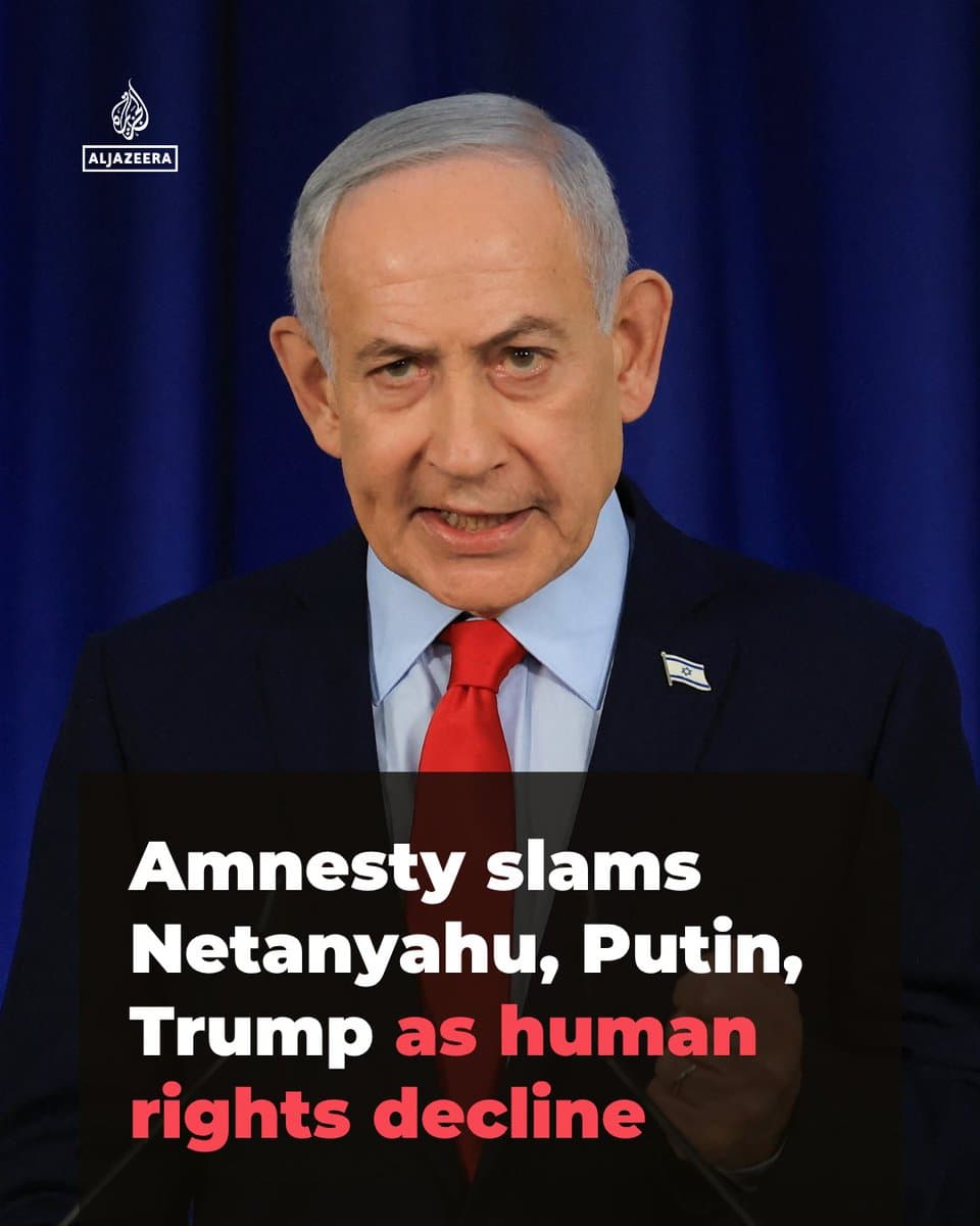 Israel, Russia and the US are leading the destruction of global human rights, says Amnesty International, describing the three countries’ leaders as “voracious predators” intent upon economic and political domination. 🔗: pic.