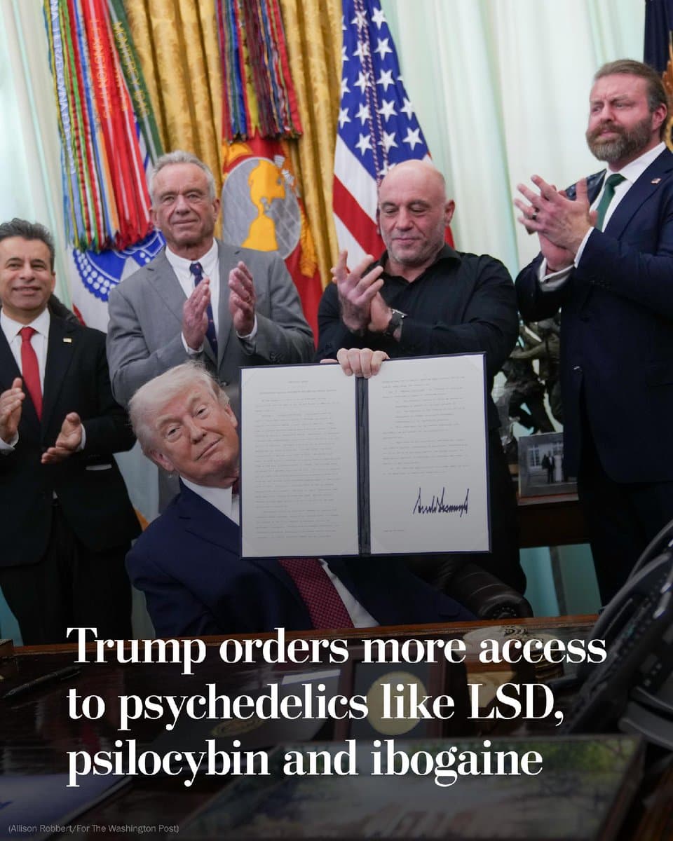 President Trump ordered new efforts to boost federal research into psychedelics and make the drugs available in controlled therapeutic settings. He was joined by military veterans who said the move would save lives. pic.