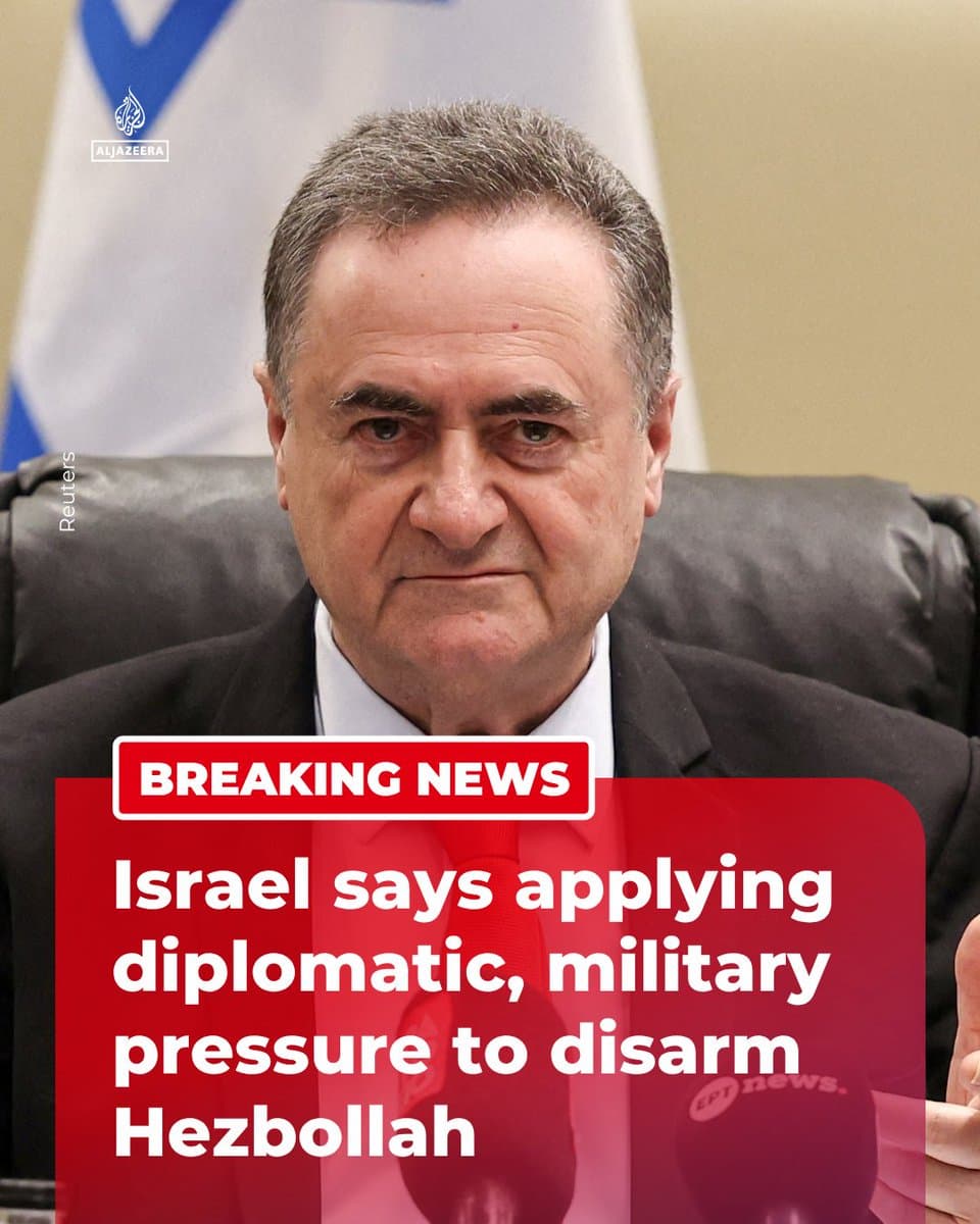 Defence Minister Israel Katz says Israel’s aim in Lebanon is to “disarm Hezbollah and remove the threat to northern communities through a combination of military and diplomatic measures.” 🔴 More on pic.