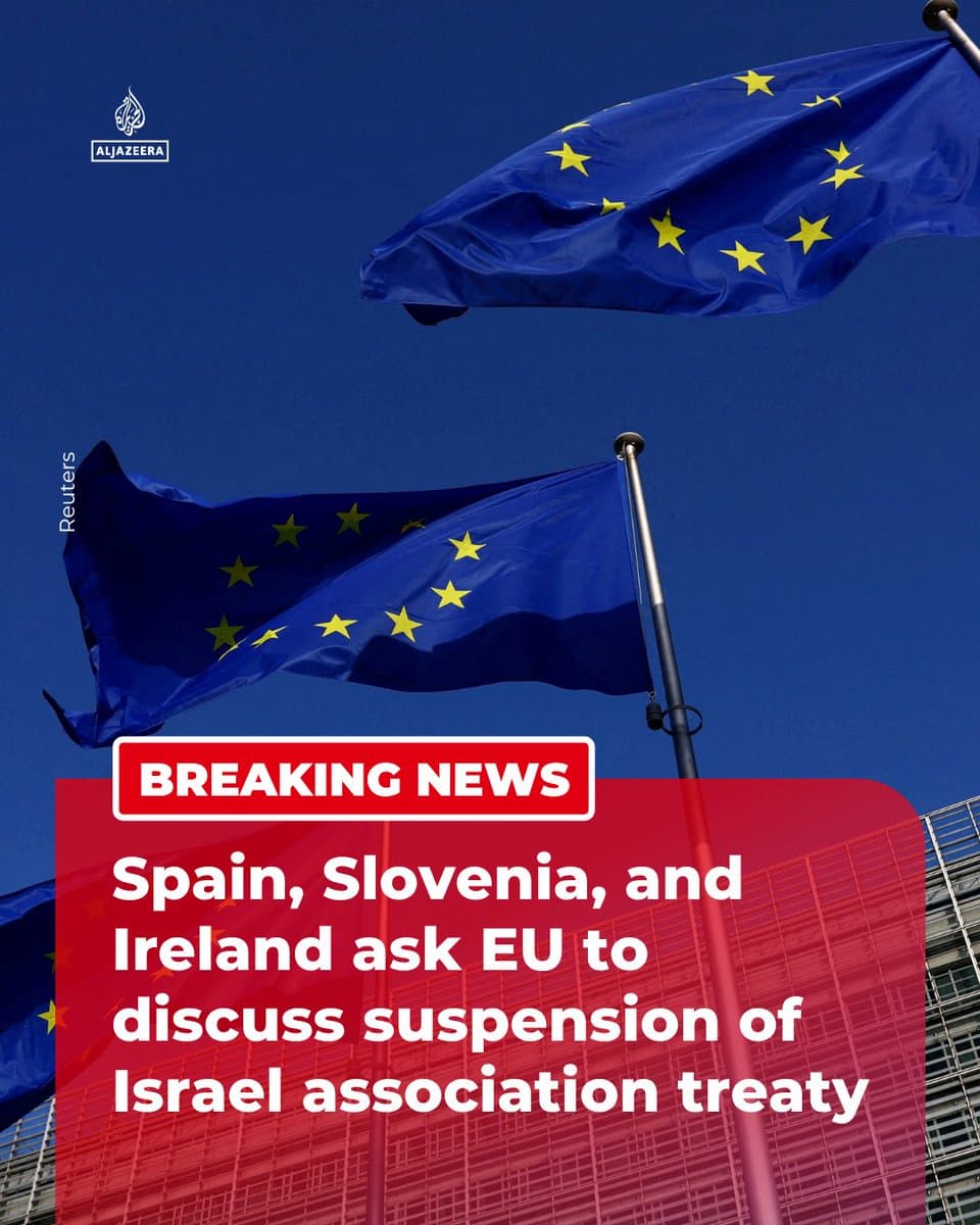 Spain, Slovenia and Ireland have asked the EU to discuss the suspension of its association treaty with Israel, Spanish FM Jose Manuel Albares said ahead of a meeting of EU foreign ministers in Luxembourg. 🔴 More on pic.