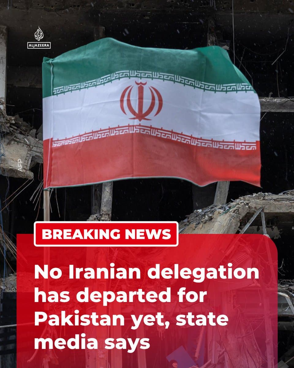 RT by @AJEnglish: Iran’s state television says no Iranian delegation has departed yet for talks with the US in Pakistan. 🔴 More on pic.