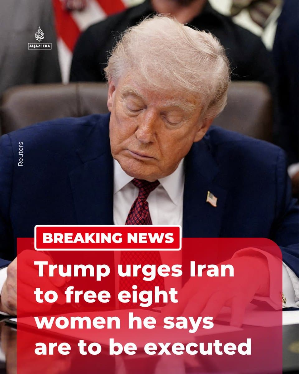 BREAKING: US President Donald Trump says Iran could boost chances of successful peace talks with the US by releasing eight women he says face execution, calling their freedom “a great start” to negotiations.