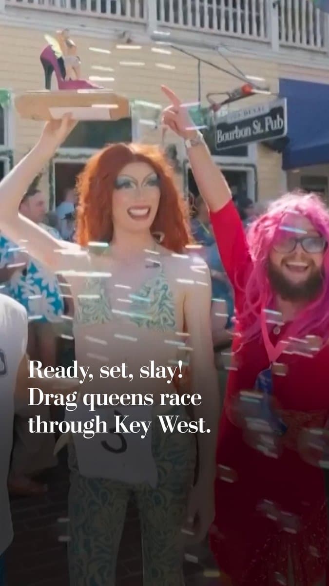 Dozens of drag queens in high heels raced through Key West's Duval Street during its annual Conch Republic Independence Celebration. pic.