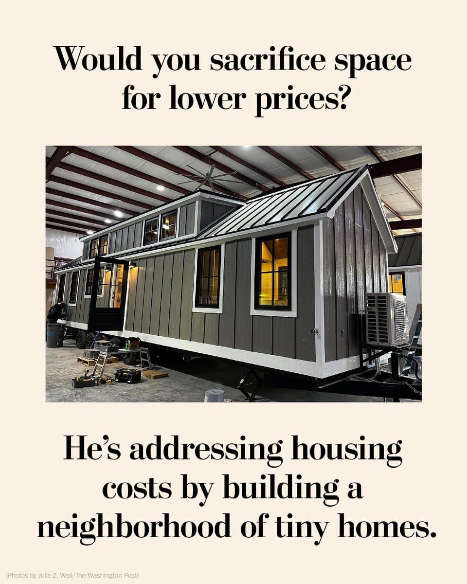 Timbercraft Tiny Homes can finish building a new house every eight days. Owner Doug Schroeder believes these structures can help address America’s affordable housing shortage. pic.