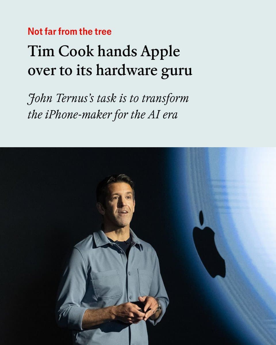 The question raised by the shake-up is whether John Ternus can transform the company for the era of artificial intelligence. As yet, neither Tim Cook nor he has risen to the challenge Photo: Bloomberg via Getty Images pic.