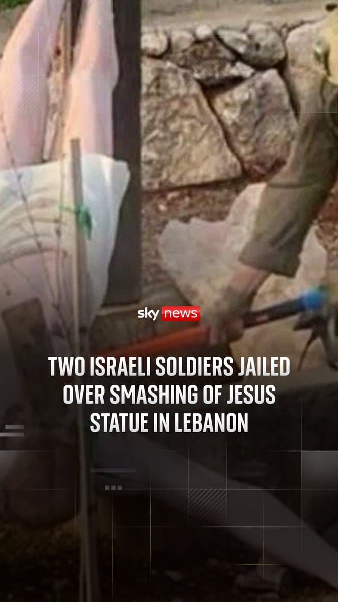 The Israeli military sentenced the soldiers after a picture emerged of an IDF soldier smashing the religious icon with a sledgehammer in a Christian village in southern Lebanon, prompting international condemnation. Sky's @adamparsons reports on consequences for the IDF soldier
