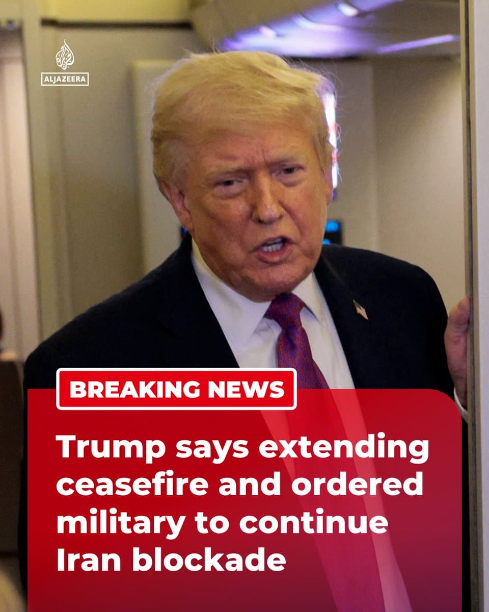 BREAKING: US President Donald Trumps says he will "extend the Ceasefire until such time as [Iran's] proposal is submitted, and discussions are concluded, one way or the other." 🔴 LIVE updates: pic.