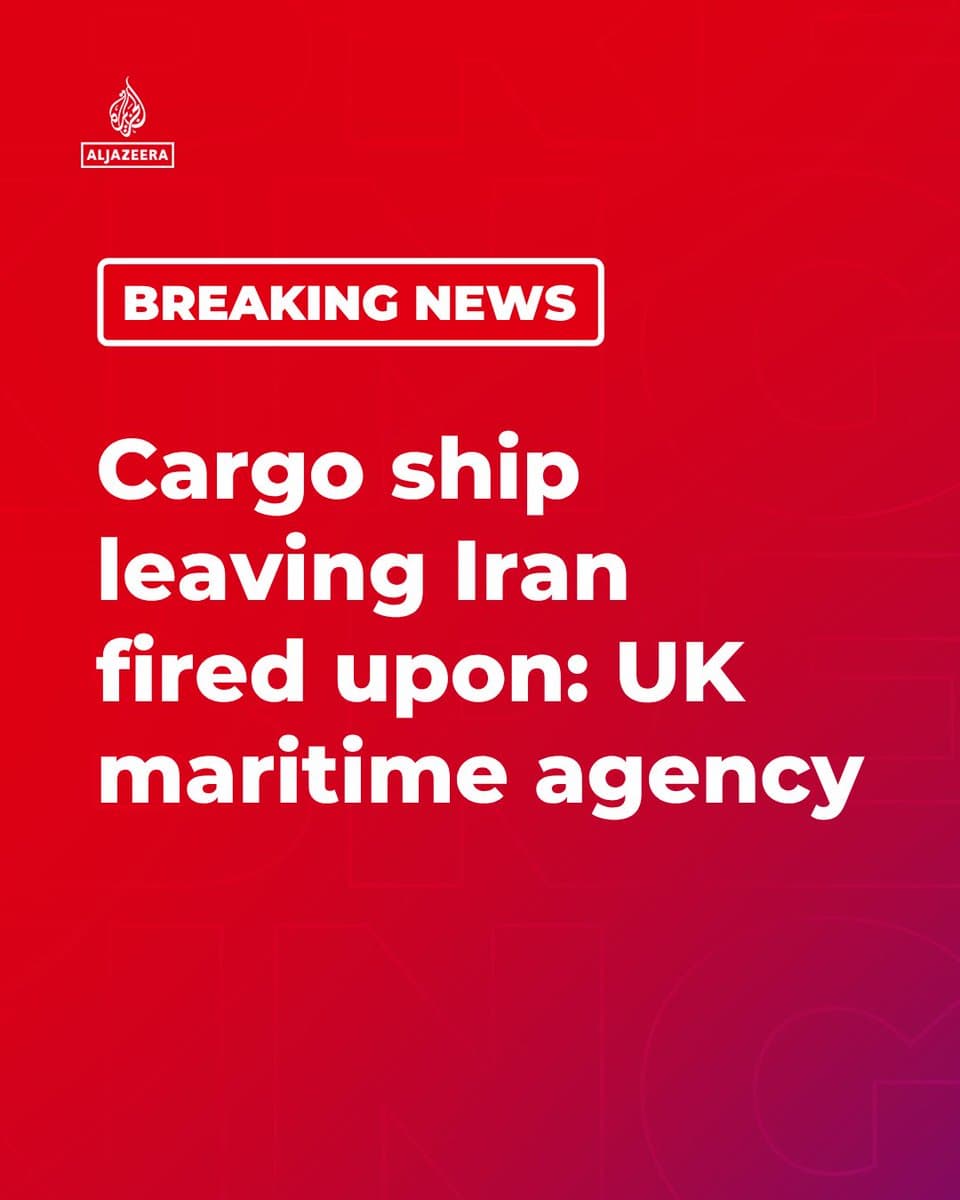 An outbound cargo ship has reportedly been fired upon 8 nautical miles west of Iran, according to the UK Maritime Trade Operations (UKMTO). 🔴 More on