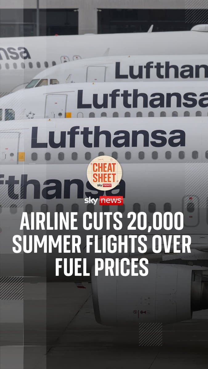 The airline Lufthansa has said 20,000 short-haul flights are being cut from its schedule this summer, blaming it on the cost of jet fuel. @SophyRidgeSky and @WilfredFrost discuss on #CheatSheet. 🎧 Listen here: