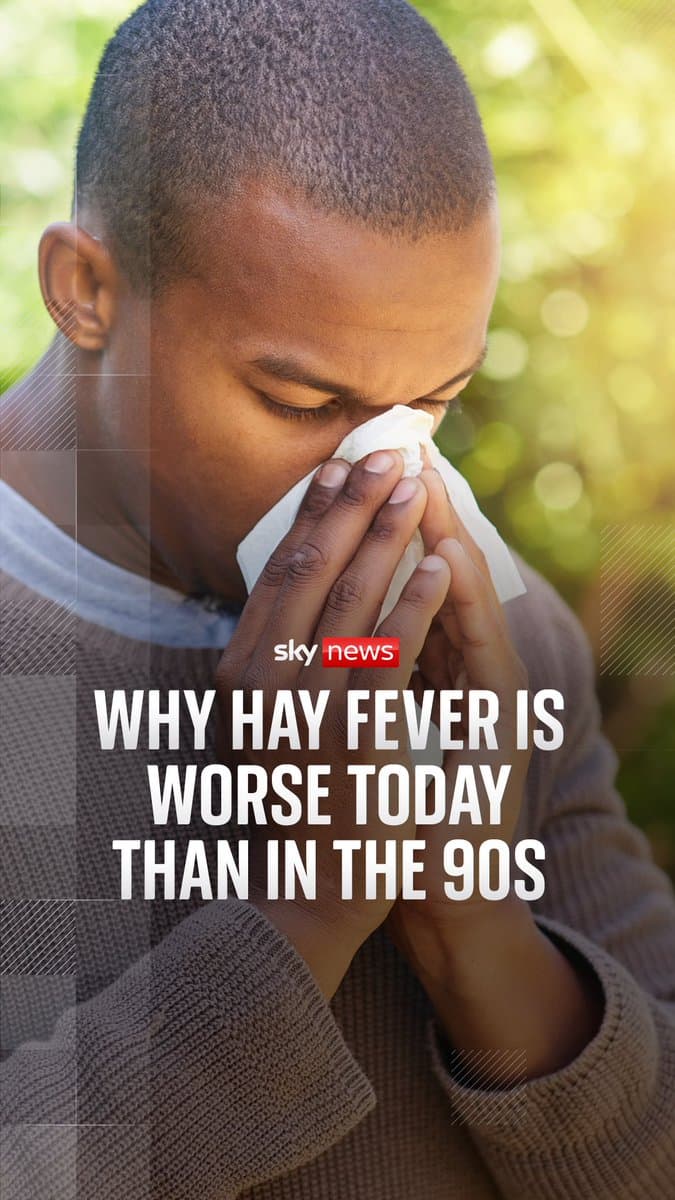If it feels like hay fever is hitting harder and earlier every year, you're not imagining it. A new review has found hay fever sufferers have symptoms for up to two weeks longer than in the 1990s. @SkyJoRobinson explains. 🔗