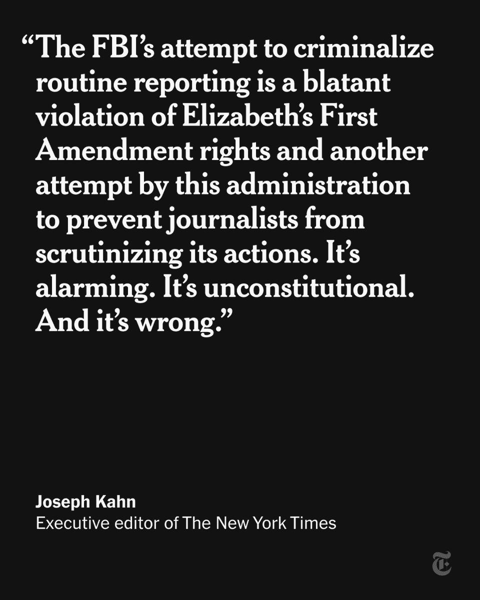 The FBI began investigating a New York Times reporter after she wrote about the bureau’s director, Kash Patel, using bureau personnel to provide his girlfriend with government security and transportation, according to a person briefed on the matter. pic.