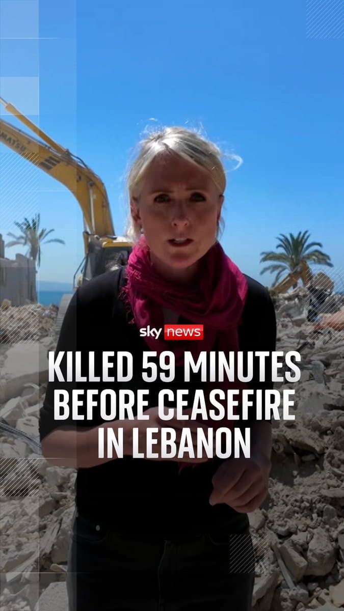 Less than an hour before last week's ceasefire was announced, a series of Israeli airstrikes destroyed a residential block in Tyre, southern Lebanon, flattening six buildings and killing 25 people. @DiMagnaySky reports from southern Lebanon. 🔗