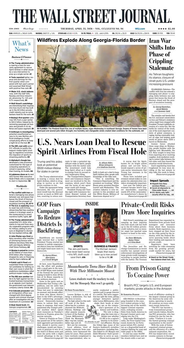 Here is an early look at the front page of The Wall Street Journal pic.