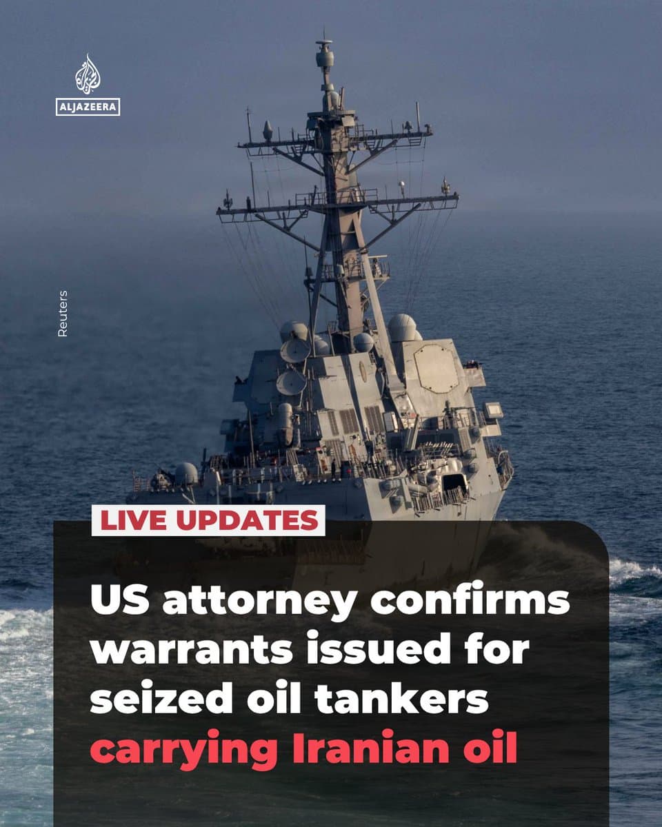 US Attorney Jeanine Pirro says US forces, under warrants from her office, seized oil tankers Majestic and Tifani in the Indian Ocean. Both were carrying about 1.9 million barrels of Iranian crude when intercepted. 🔴 LIVE updates: pic.