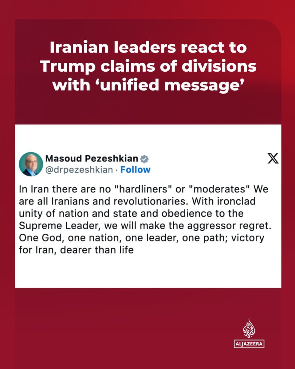 Iran is rejecting US President Donald Trump’s claims that there is division inside the country and among Iranian officials and government figures. 🔴 LIVE updates: pic.