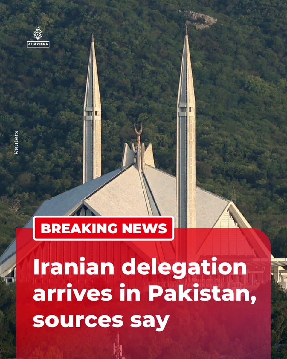 BREAKING: An Iranian delegation has arrived in Pakistan on Friday, two Pakistani government sources told Reuters. 🔴 Follow for more