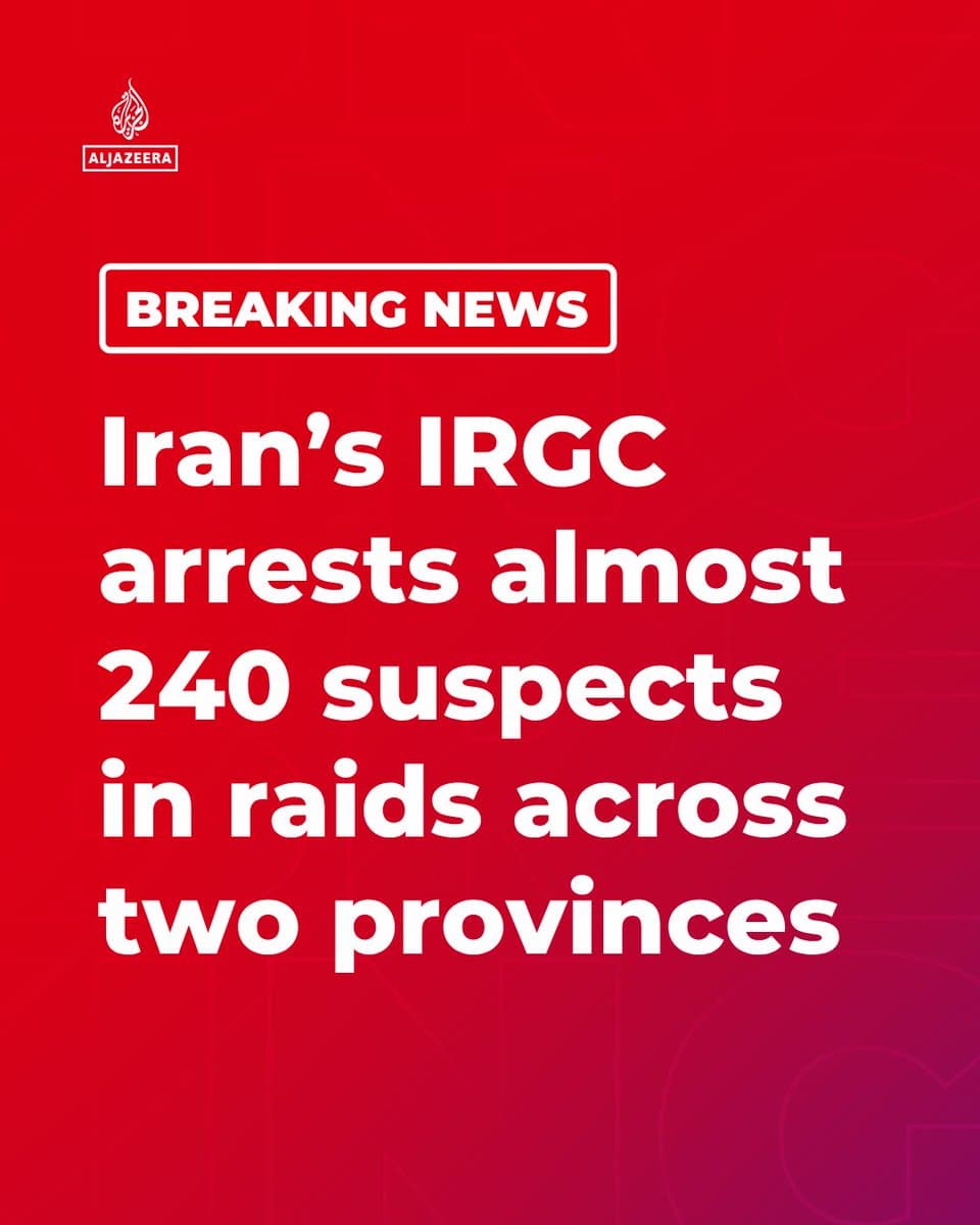 BREAKING: The IRGC has announced that its officials have arrested nearly 240 people in operations in two provinces, Kurdistan and Kermanshah, Iran’s Mehr news agency reports. 🔴 LIVE updates: pic.