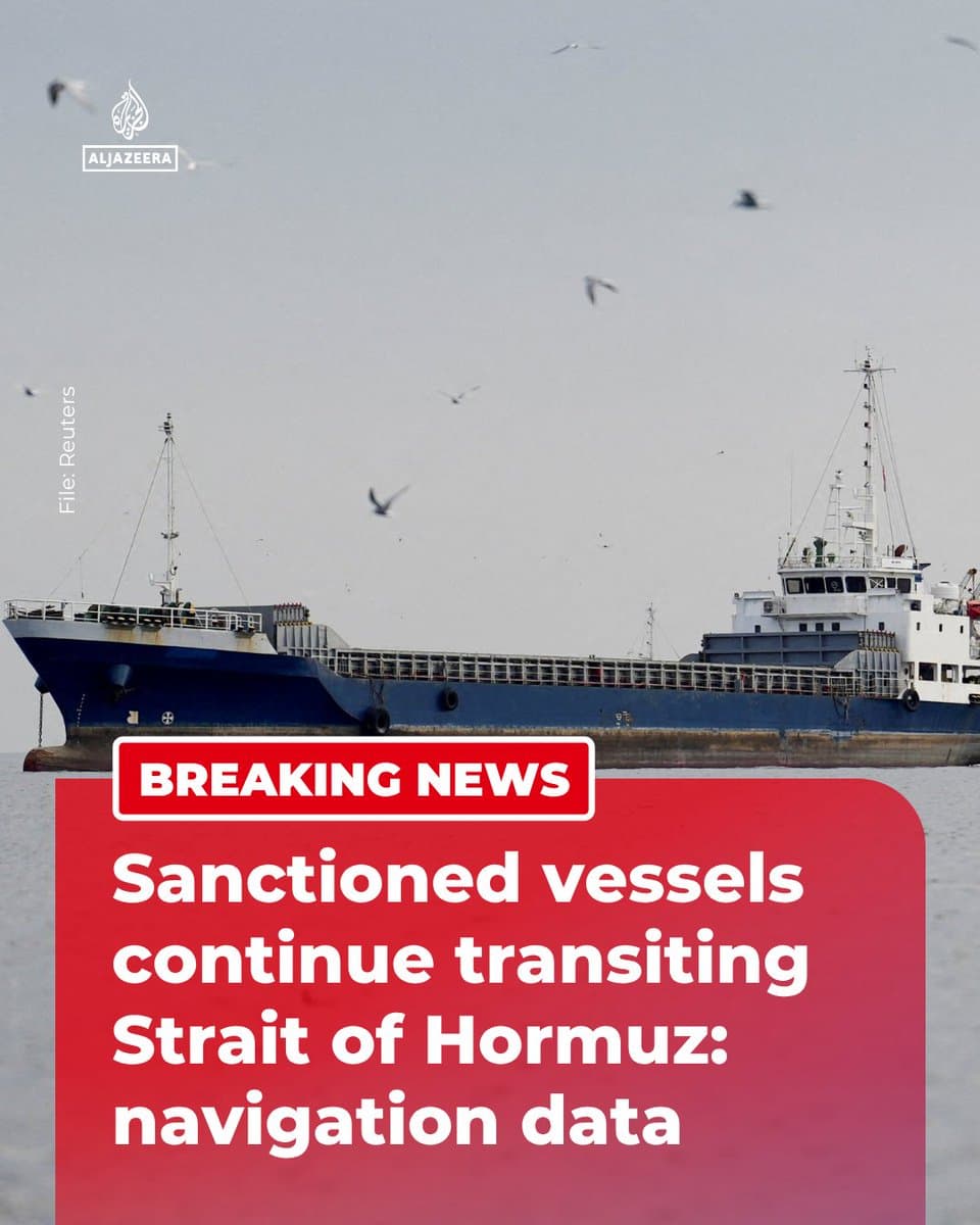 BREAKING: Sanctioned vessels continue to pass through the Strait of Hormuz, according to navigation data, reports US media. 🔴 More on pic.