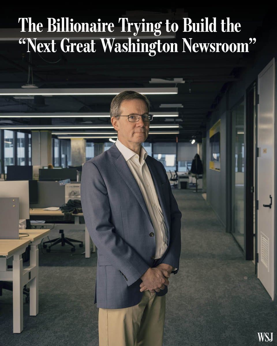 Robert Allbritton, co-founder of Politico, is expanding his news startup and hiring journalists after cuts at the Washington Post. His big bet on building the “next great Washington newsroom”: 🔗 pic.