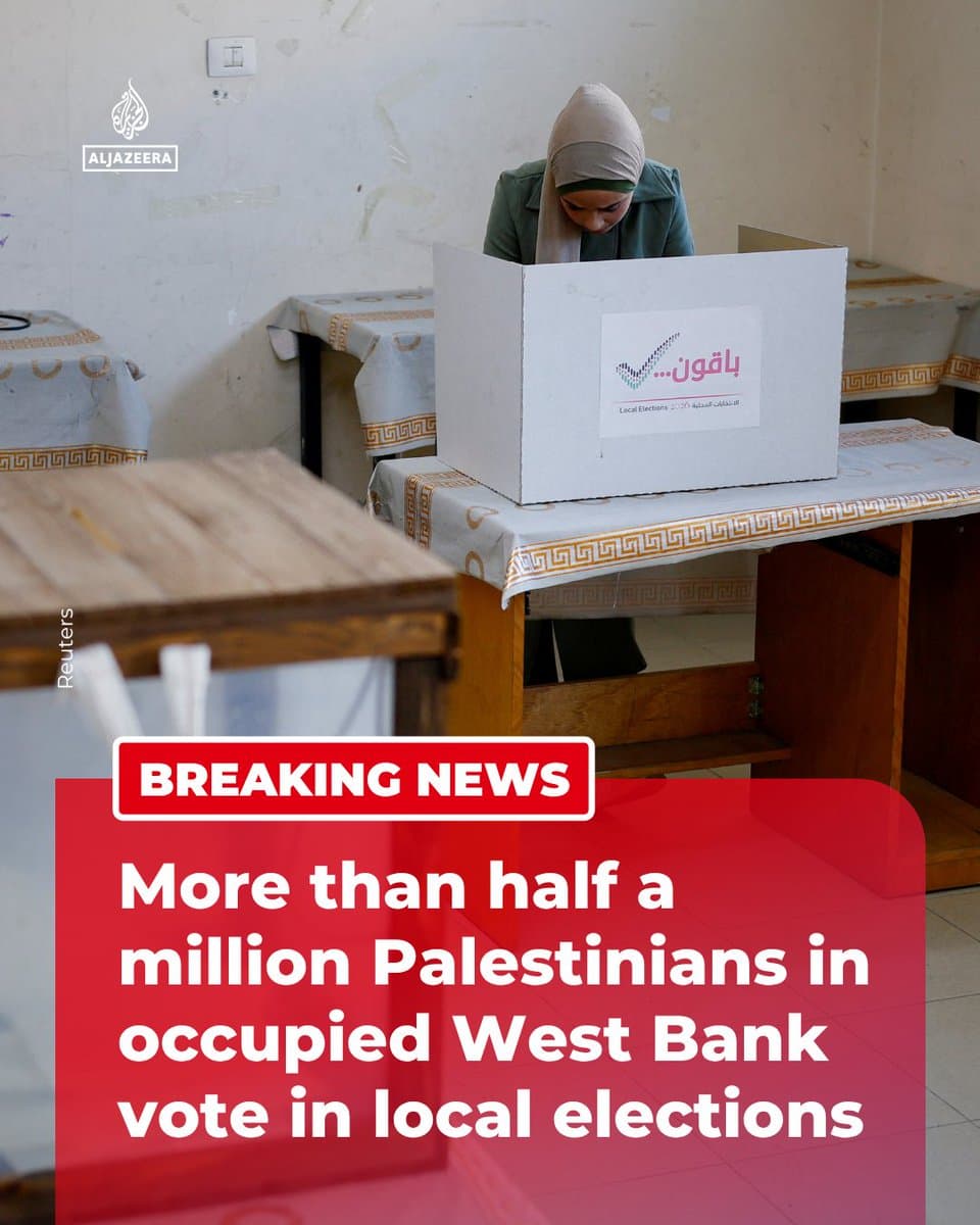 BREAKING: More than half a million Palestinians in the occupied West Bank have voted in local elections, reports the Wafa News Agency. 🔴 LIVE updates: pic.