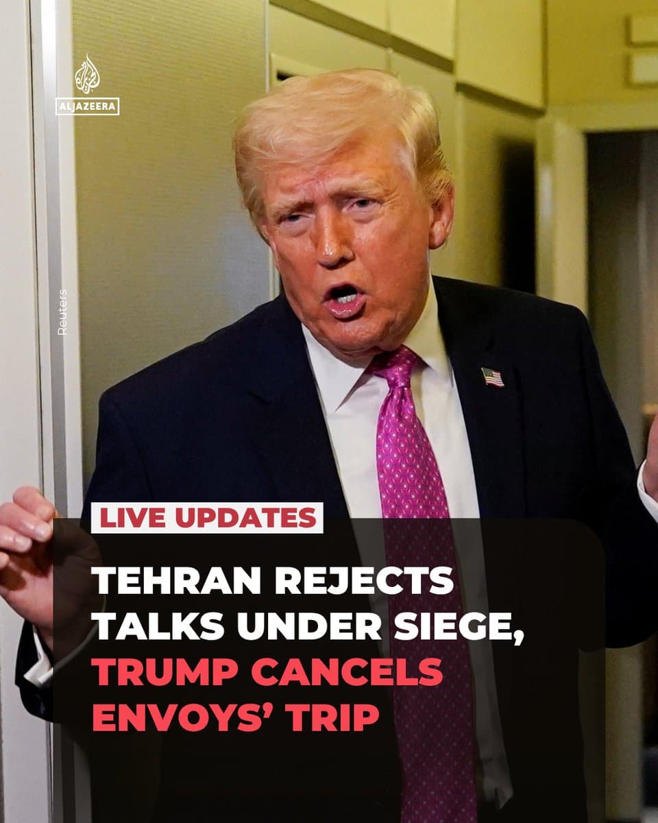 US President Donald Trump has cancelled his envoys’ visit to Pakistan for negotiations, saying Iran did not make a satisfactory offer for a peace deal. 🔴 Follow our LIVE coverage: pic.