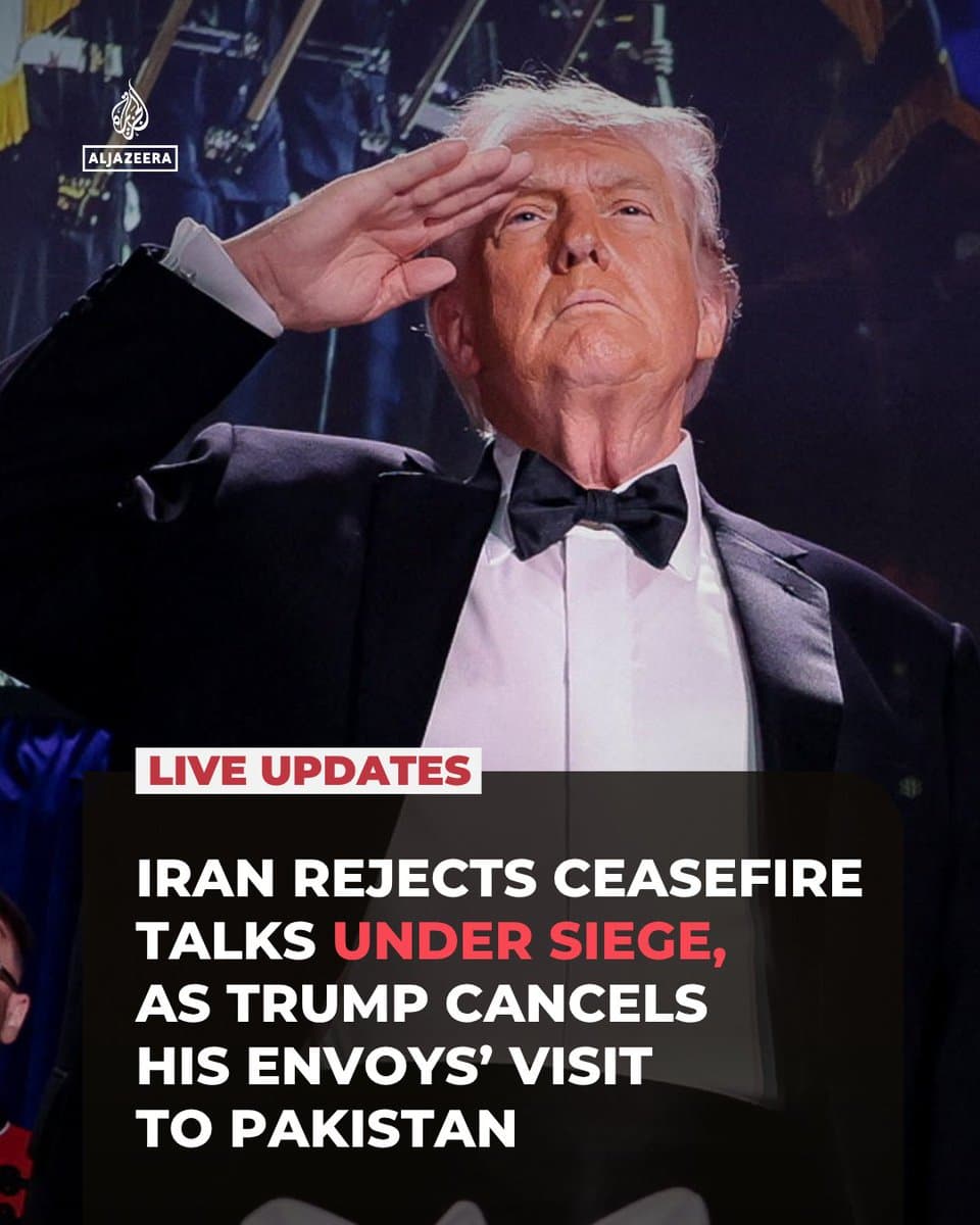 Iran’s President Masoud Pezeshkian told Pakistan’s PM Shehbaz Sharif Tehran will not negotiate with the US under pressure, threats or siege, as Trump cancels his envoys’ Pakistan visit. 🔴 Follow our LIVE coverages: pic.