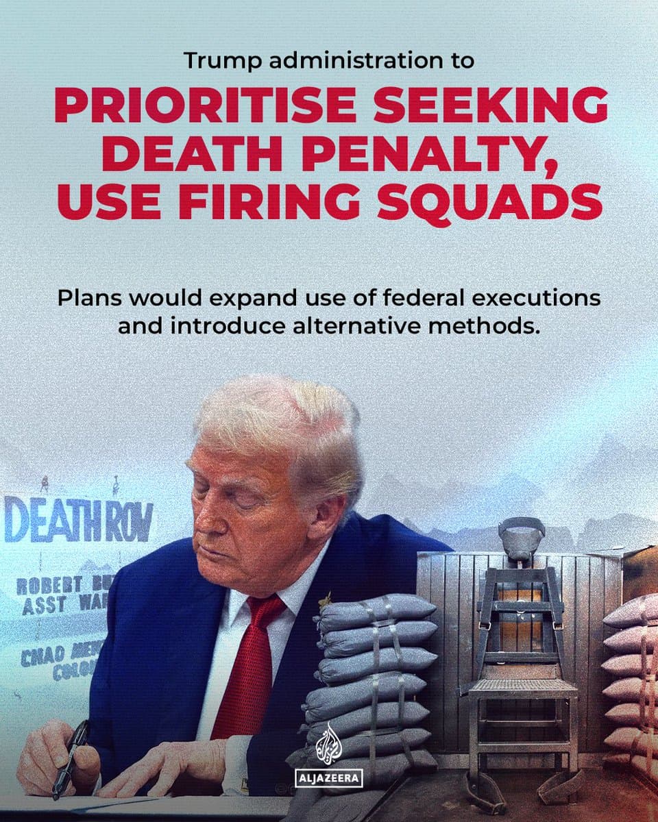 THREAD 🧵 The Trump administration has announced plans to expand the use of the federal death penalty, including through the deployment of firing squads. Here’s what we know.⤵️ pic.
