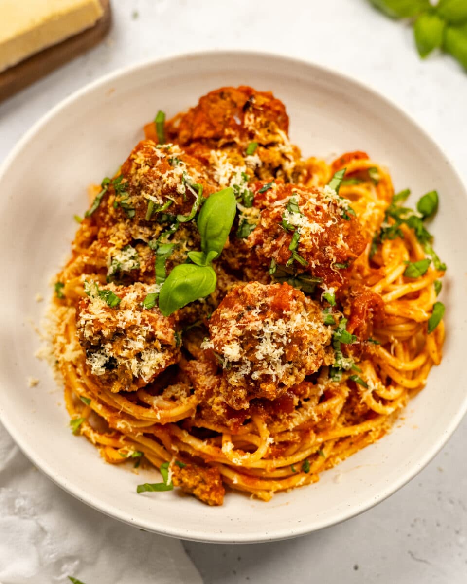 Date Night TVP Meatball Spaghetti